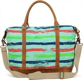 img 1 attached to Women'S Striped Canvas Tote Bag Carry On Travel Luggage