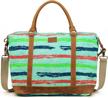 women's striped canvas tote bag carry on travel luggage logo