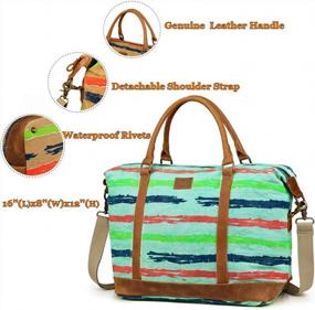 img 2 attached to Women'S Striped Canvas Tote Bag Carry On Travel Luggage