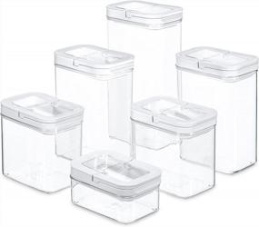 img 2 attached to DuraHome FLiPLOCK: 6-Piece Airtight Food Storage Set For Pantry Organization - BPA Free, Durable And Clear Acrylic With Innovative Handle Lid Design (Rectangle Shape)