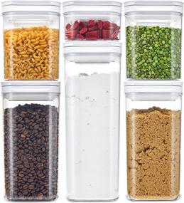 img 4 attached to DuraHome FLiPLOCK: 6-Piece Airtight Food Storage Set For Pantry Organization - BPA Free, Durable And Clear Acrylic With Innovative Handle Lid Design (Rectangle Shape)