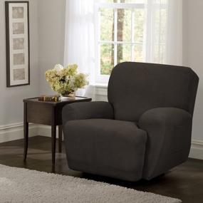 img 3 attached to MAYTEX Reeves Stretch 4-Piece Recliner Arm Chair Slipcover Furniture Cover With Side Pocket, Chocolate Brown