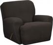 maytex reeves stretch 4-piece recliner arm chair slipcover furniture cover with side pocket, chocolate brown logo