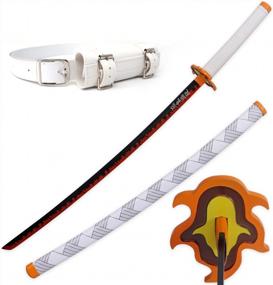 img 4 attached to Demon Slayer Katana Samurai Sword - RENGENG Cosplay Anime Carbon Steel, Hand-Wound Wax Rope