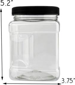 img 2 attached to 4-Pack of Quart-Sized Square Plastic Jars; Clear 4-Cup Rectangular Canisters with Easy-Grip Side and Black Lids