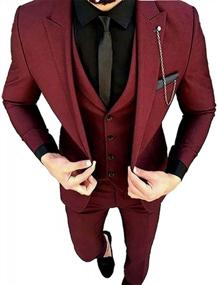 img 1 attached to Men'S Burgundy Tailored Wedding Tuxedo 3-Piece Suit - Peak Lapel Blazer, Vest & Tapered Pant