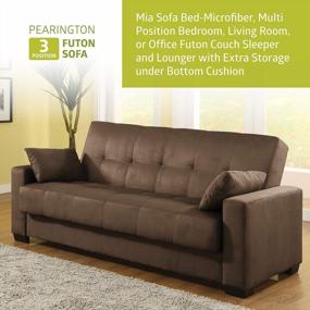 img 3 attached to Mocha Microfiber Sofa Bed With Multi-Position Functionality And Storage Underneath - Ideal For Bedroom, Living Room Or Office