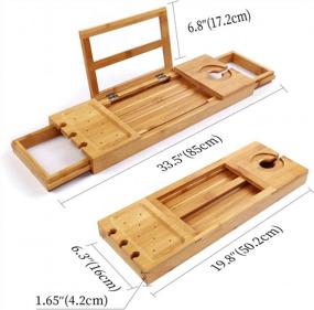 img 2 attached to Distinctive Christmas Gift: Utoplike Bamboo Bathtub Caddy Tray - Adjustable Organizer With Book, Tablet & Wine Glass Holder!