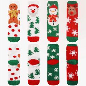 img 3 attached to Теплые и уютные пушистые носки для женщин и девочек - идеально подходят для зимних праздников и времени тапочек - Pack Of WaySoft Женские пушистые носки-тапочки