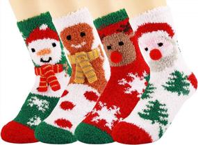 img 4 attached to Теплые и уютные пушистые носки для женщин и девочек - идеально подходят для зимних праздников и времени тапочек - Pack Of WaySoft Женские пушистые носки-тапочки