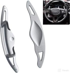 img 4 attached to 🚗 Enhance Your Hyundai Genesis G70 Interior: Sanrily Sport Metal CNC Billet Aluminum Steering Wheel Larger Paddle Shifter Extension Covers - Silver