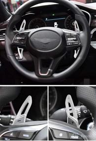 img 1 attached to 🚗 Enhance Your Hyundai Genesis G70 Interior: Sanrily Sport Metal CNC Billet Aluminum Steering Wheel Larger Paddle Shifter Extension Covers - Silver