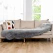 2x6ft grey faux fur sheepskin area rug for bedroom living room home decor ultra soft fluffy washable plush shag carpet closet rug logo