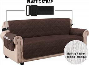 img 2 attached to Plush Velvet Sofa Cover - Cozy Couch Protector For 3 Cushions - Non-Slip Slipcover With Elastic Strap - Machine Washable - Pet-Friendly - Fits Sofas Up To 70 Inches - Brown