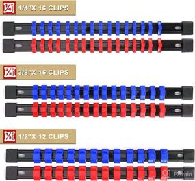 img 3 attached to 🔧 EMETOL 6-Piece ABS Socket Organizer Set for 1/4", 3/8", and 1/2" Sockets - High-Quality Socket Holders with Blue and Red Clips