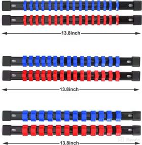 img 2 attached to 🔧 EMETOL 6-Piece ABS Socket Organizer Set for 1/4", 3/8", and 1/2" Sockets - High-Quality Socket Holders with Blue and Red Clips