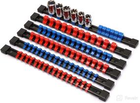 img 4 attached to 🔧 EMETOL 6-Piece ABS Socket Organizer Set for 1/4", 3/8", and 1/2" Sockets - High-Quality Socket Holders with Blue and Red Clips