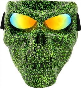 img 4 attached to BOROLA Motorcycle Goggles Mask Skull Motocross Riding Sunglasses Comic Role Cos(E-Series,Green Letters)