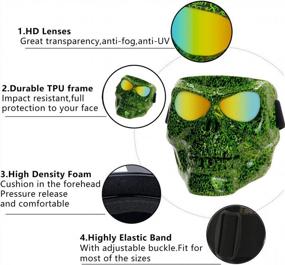 img 2 attached to BOROLA Motorcycle Goggles Mask Skull Motocross Riding Sunglasses Comic Role Cos(E-Series,Green Letters)