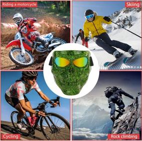 img 3 attached to BOROLA Motorcycle Goggles Mask Skull Motocross Riding Sunglasses Comic Role Cos(E-Series,Green Letters)