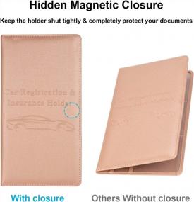 img 2 attached to Cacturism Car Organizer: Keep Your Registration, Insurance And Documents Safe And Secure In Style With Our Magnetic Shut, Rose Gold Case.