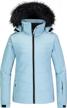 thick, hooded winter coat for women: waterproof ski jacket with puffer design for warmth logo