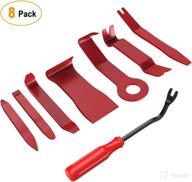 🔧 gooacc 8pcs auto trim removal tool kit - no-scratch pry tool kit for car audio, dash, door panel, window, molding - fastener remover tool set in red logo