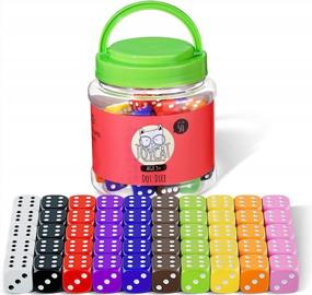 img 4 attached to 50Pcs 16Mm 6 Sided Dice Set For Board Games, Math Classroom - 10 Colors With Storage Bucket Opaque