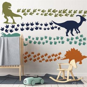 img 2 attached to 🦕 Mfault Dinosaur Footprints Wall Decals Stickers: Playful Dino Feet Tracks Paw Prints for Boys Nursery, Baby Bedroom Art, Watercolor Animal Decorations – Toddler Kids Room Decor Gift!