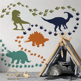 img 1 attached to 🦕 Mfault Dinosaur Footprints Wall Decals Stickers: Playful Dino Feet Tracks Paw Prints for Boys Nursery, Baby Bedroom Art, Watercolor Animal Decorations – Toddler Kids Room Decor Gift!