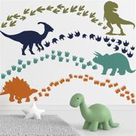 🦕 mfault dinosaur footprints wall decals stickers: playful dino feet tracks paw prints for boys nursery, baby bedroom art, watercolor animal decorations – toddler kids room decor gift! логотип