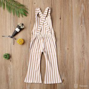 img 3 attached to 👶 Adorable Toddler Kids Baby Girl Stripes Bell-Bottom Jumpsuit: Trendy Romper Overalls for Fashionable Outfits