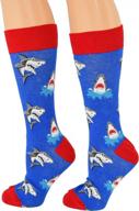 arad novelty shark socks for men and women, crazy ocean-themed apparel logo