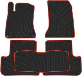 img 4 attached to 🚗 Custom Fit All-Weather Guard Odorless Car Floor Mats for Mercedes Benz GLA 2014-2019 - Front and Rear Heavy Duty Rubber Liner Set in Black and Red - Vehicle Carpet Upgrade by biosp