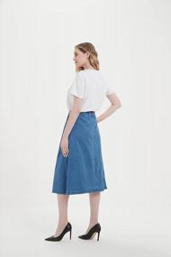 img 2 attached to Women'S Denim A-Line Midi Skirt With Button Front - Tronjori