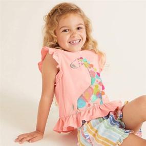 img 3 attached to Colorful Girls' Clothing: Little 🌈 Hand Toddler Dinosaur Tops, Tees & Blouses