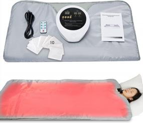 img 4 attached to Experience Ultimate Detoxification With PINJAZE Far-Infrared Sauna Blanket - Patented 2-Zone Digital Round Box With Fast Heating And Pain Relief Benefits - Silver Oxford Cloth Sauna Bed