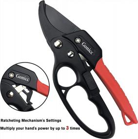 img 3 attached to Gonicc 8" Professional Ratchet Anvil Pruning Shears (GPPS-1011), Ratcheting Mechanism, Anvil Groove Design, Reinforced Design Handle, Garden Shears Clippers, Anvil Pruner, Hand Tools Scissors Loppers