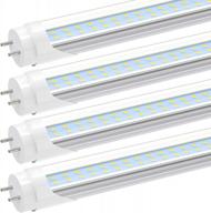 jesled t8 t10 t12 led 4ft type b light bulbs, 24w 3000lm, 6000k-6500k daylight white, 4 foot led fluorescent tube replacement, super bright, dual ended power, remove ballast, clear cover(4-pack) logo