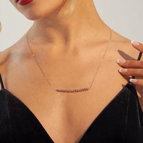 img 3 attached to Sterling Silver Gem Stone Bar Necklace - Perfect Birthday Gift For Girls Ages 12-21 & 25Th/30Th