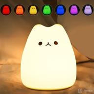 🐱 multicolor led cat night light lamp - battery operated nursery night light for kids, cute silicone cat design with warm white and 7-color breathing modes - ideal for kids, babies, and children (celebrity cat) логотип