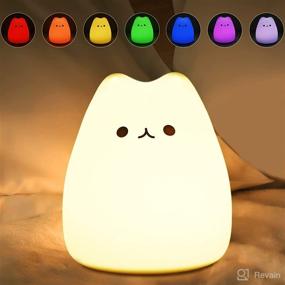 img 4 attached to 🐱 Multicolor LED Cat Night Light Lamp - Battery Operated Nursery Night Light for Kids, Cute Silicone Cat Design with Warm White and 7-Color Breathing Modes - Ideal for Kids, Babies, and Children (Celebrity Cat)