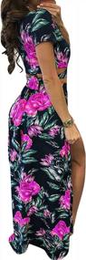 img 2 attached to Women'S Summer Floral Print Maxi Dress - Deep V Neckline Split Design