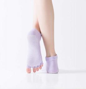 img 1 attached to Non Slip Yoga Socks For Women Toeless Half Toe Socks For Ballet Pilates Barre Bikram Workout Socks With Grips