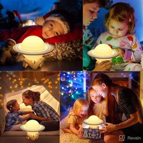 img 2 attached to Kids Saturn Planets Lamp with 6.5 inch Diameter - 3D LED Night Light for Kids,16 Color Touch Lamp & Remote Control, USB Rechargeable - Planet Models for Kids