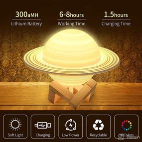 img 1 attached to Kids Saturn Planets Lamp with 6.5 inch Diameter - 3D LED Night Light for Kids,16 Color Touch Lamp & Remote Control, USB Rechargeable - Planet Models for Kids