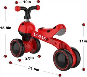img 3 attached to 4-Wheel Ladybug Baby Balance Bike For 10-36 Month Old Boys & Girls - Safety Upgraded First Birthday Toddler Walker No Pedal Bicycle Toys