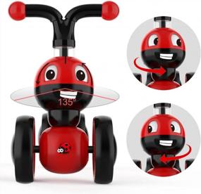 img 1 attached to 4-Wheel Ladybug Baby Balance Bike For 10-36 Month Old Boys & Girls - Safety Upgraded First Birthday Toddler Walker No Pedal Bicycle Toys