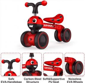 img 2 attached to 4-Wheel Ladybug Baby Balance Bike For 10-36 Month Old Boys & Girls - Safety Upgraded First Birthday Toddler Walker No Pedal Bicycle Toys