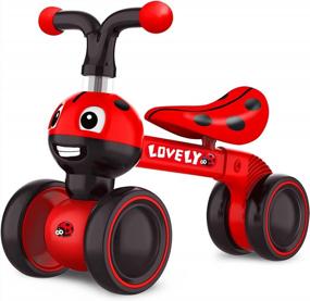 img 4 attached to 4-Wheel Ladybug Baby Balance Bike For 10-36 Month Old Boys & Girls - Safety Upgraded First Birthday Toddler Walker No Pedal Bicycle Toys